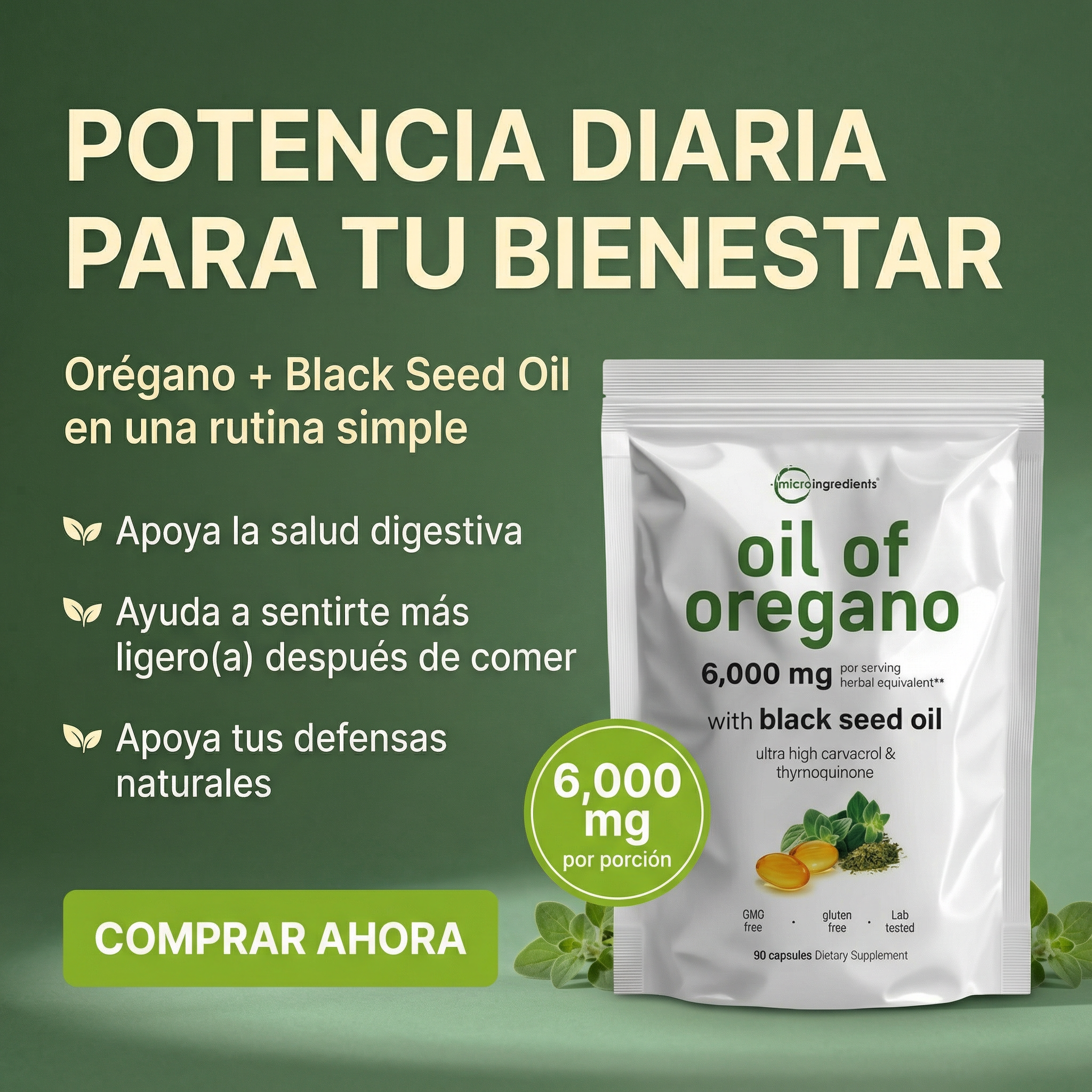 Oil Oregano/Aceite de Orégano 6.000 MG